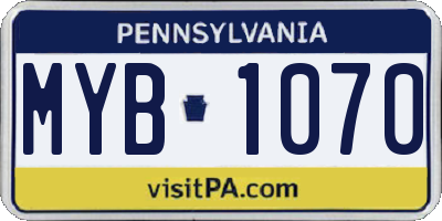 PA license plate MYB1070