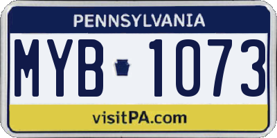 PA license plate MYB1073