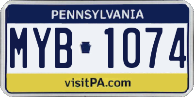 PA license plate MYB1074
