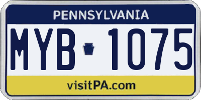 PA license plate MYB1075