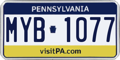 PA license plate MYB1077