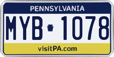 PA license plate MYB1078
