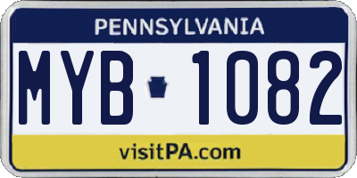 PA license plate MYB1082