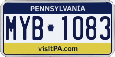 PA license plate MYB1083