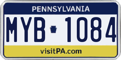 PA license plate MYB1084