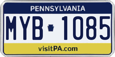 PA license plate MYB1085