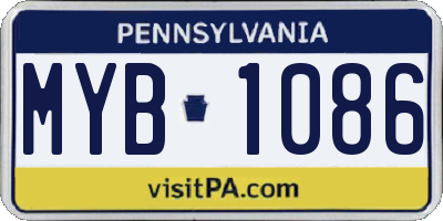 PA license plate MYB1086