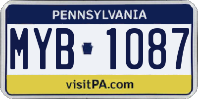 PA license plate MYB1087