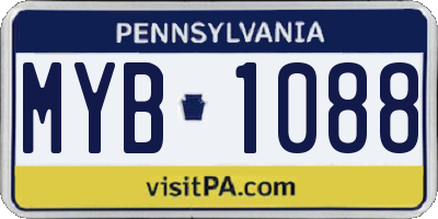 PA license plate MYB1088