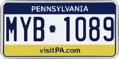 PA license plate MYB1089