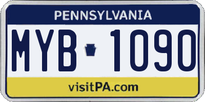 PA license plate MYB1090