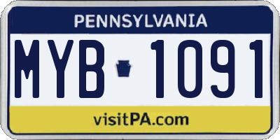 PA license plate MYB1091