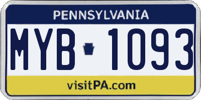 PA license plate MYB1093