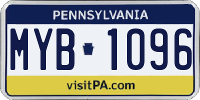 PA license plate MYB1096