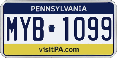 PA license plate MYB1099