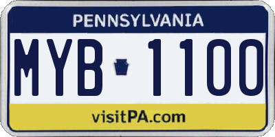PA license plate MYB1100
