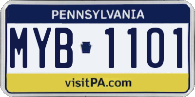 PA license plate MYB1101