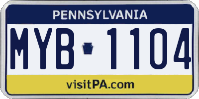PA license plate MYB1104