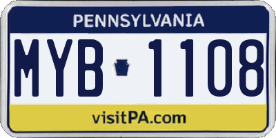 PA license plate MYB1108