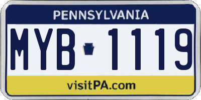 PA license plate MYB1119