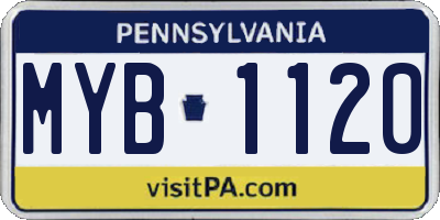 PA license plate MYB1120