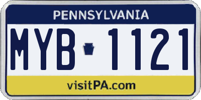 PA license plate MYB1121