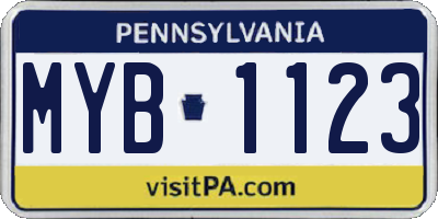 PA license plate MYB1123