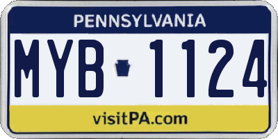 PA license plate MYB1124