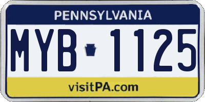 PA license plate MYB1125