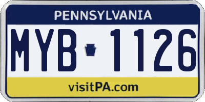 PA license plate MYB1126