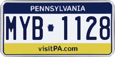 PA license plate MYB1128