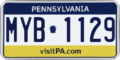 PA license plate MYB1129
