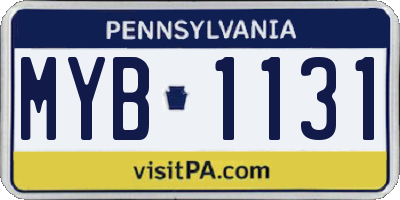 PA license plate MYB1131