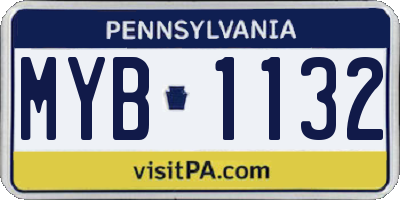 PA license plate MYB1132