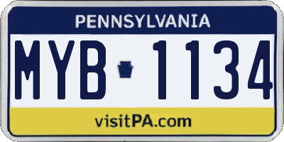 PA license plate MYB1134