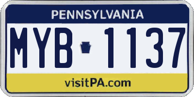 PA license plate MYB1137