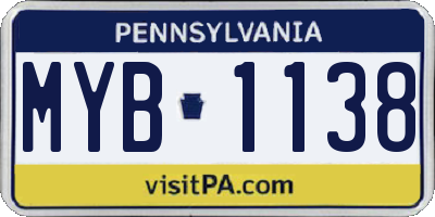 PA license plate MYB1138