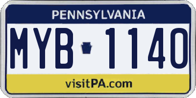 PA license plate MYB1140