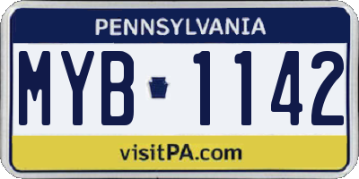PA license plate MYB1142