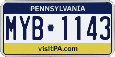 PA license plate MYB1143