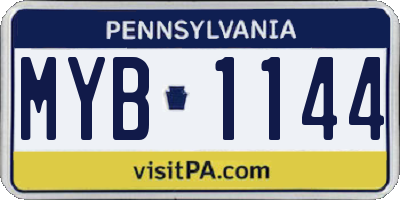 PA license plate MYB1144