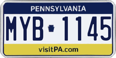 PA license plate MYB1145