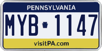 PA license plate MYB1147