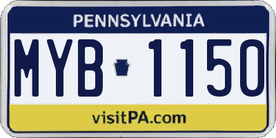 PA license plate MYB1150
