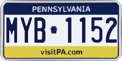 PA license plate MYB1152