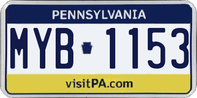 PA license plate MYB1153