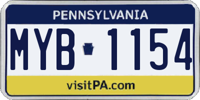 PA license plate MYB1154