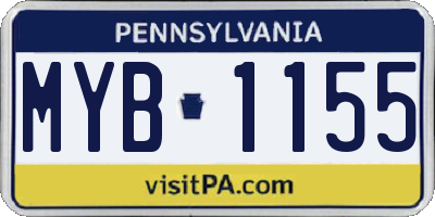 PA license plate MYB1155