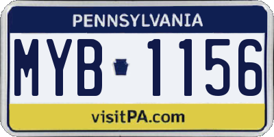 PA license plate MYB1156