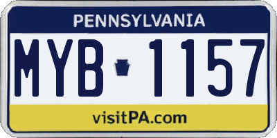 PA license plate MYB1157